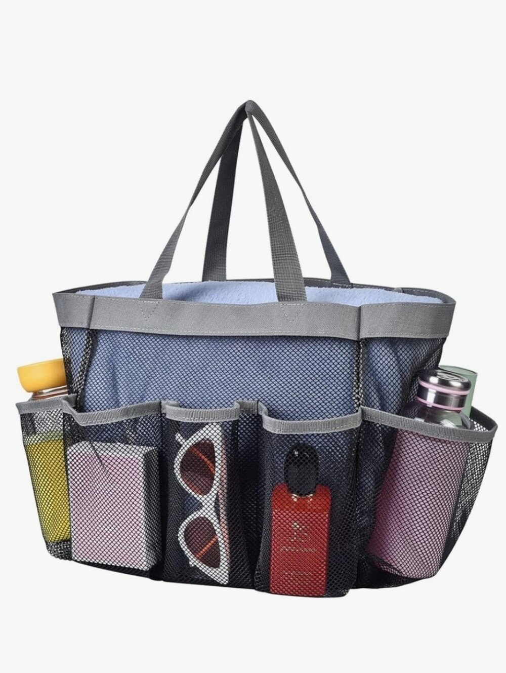 Paxiland Gray & Black Mesh Tote Organizer Bag - Beach Grocery Bath Home